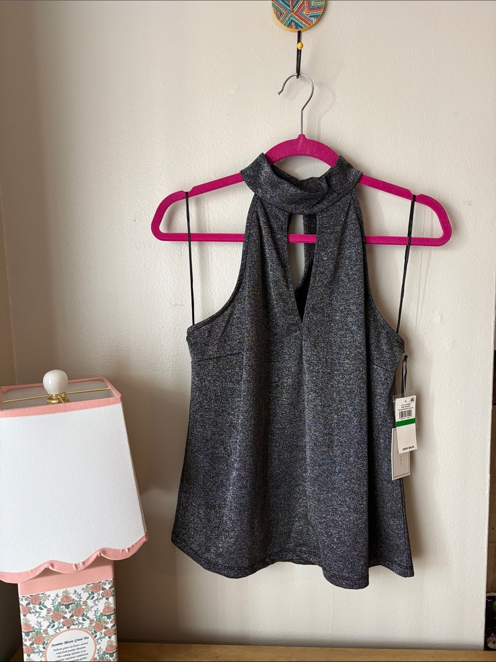 STATE Charcoal Mock Neck Sparkle Camisole